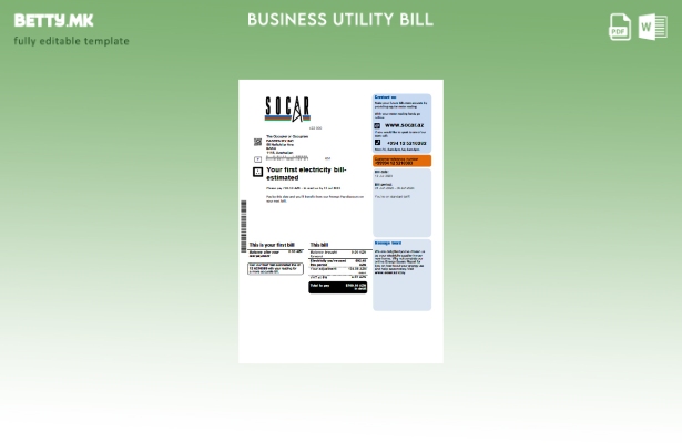 Модерен стил шаблон за деловни сметки за комунални услуги на Socar гас